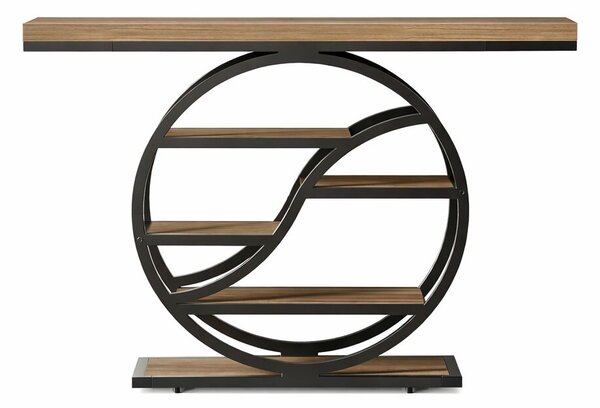 Masa konzol, Blackswan Design Sofia 4, lemn maro/negru, fém, 120x30x90 cm