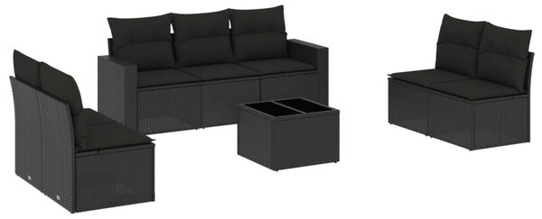 VidaXL Polyrattan Kerti Ülőgarnitúra - 8 részes - Fekete
