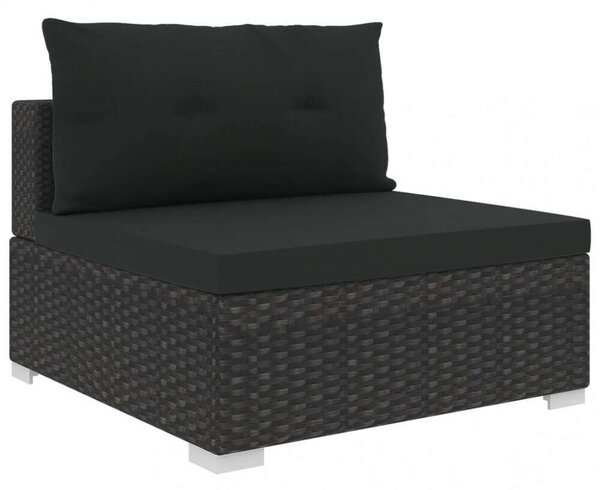 VidaXL 10-részes fekete polyrattan kerti bútorszett párnákkal