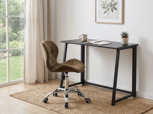 Irodai szett ZARIMO asztal 80x40 cm, fekete + AVOLA VELVET szék, barna