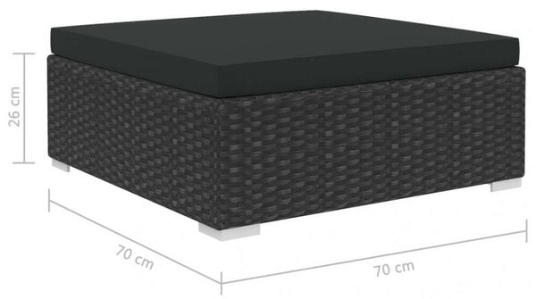 VidaXL 10-részes fekete polyrattan kerti bútorszett párnákkal