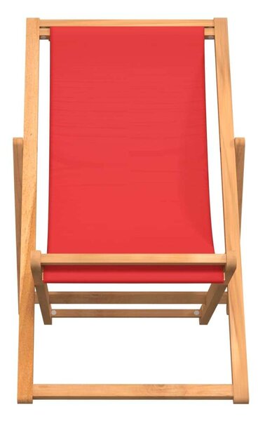 VidaXL piros összecsukható tömör tíkfa strandszék