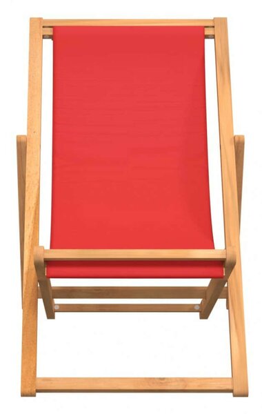 VidaXL piros összecsukható tömör tíkfa strandszék