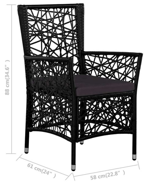 VidaXL Polyrattan Étkezőgarnitúra - 5 részes - Fekete