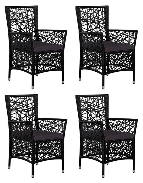 VidaXL Polyrattan Étkezőgarnitúra - 5 részes - Fekete