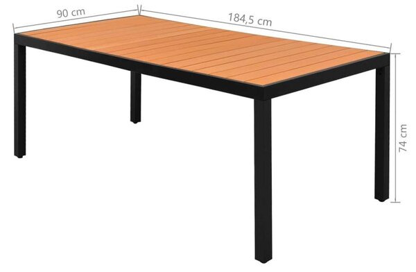 VidaXL 7 részes fekete és barna PVC rattan kerti étkezőgarnitúra