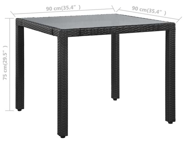 VidaXL Polyrattan Étkezőgarnitúra - 5 részes - Fekete