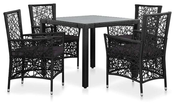VidaXL Polyrattan Étkezőgarnitúra - 5 részes - Fekete