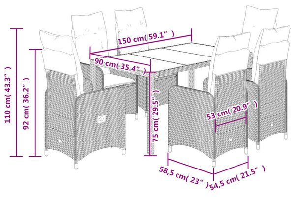 VidaXL Polyrattan Kerti Bútor - 5 részes Szürke Bisztró