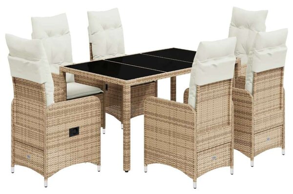 VidaXL Polyrattan Kerti Bútorgarnitúra - 7 részes - Bézs