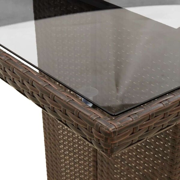 Polyrattan Kerti Bútor - 9 részes Bisztrókészlet - Barna