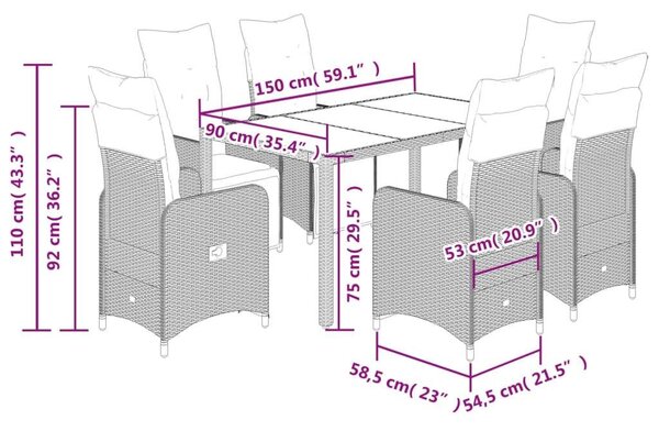 VidaXL Polyrattan Kerti Bútor - 6 Személyes Bisztró
