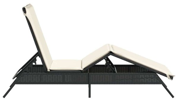 VidaXL Napozóágy - Polyrattan - Fekete - 200cm