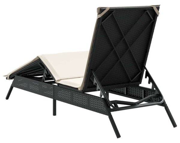 VidaXL Napozóágy - Polyrattan - Fekete - 200cm
