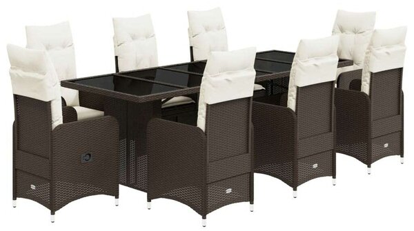 Polyrattan Kerti Bútor - 9 részes Bisztrókészlet - Barna