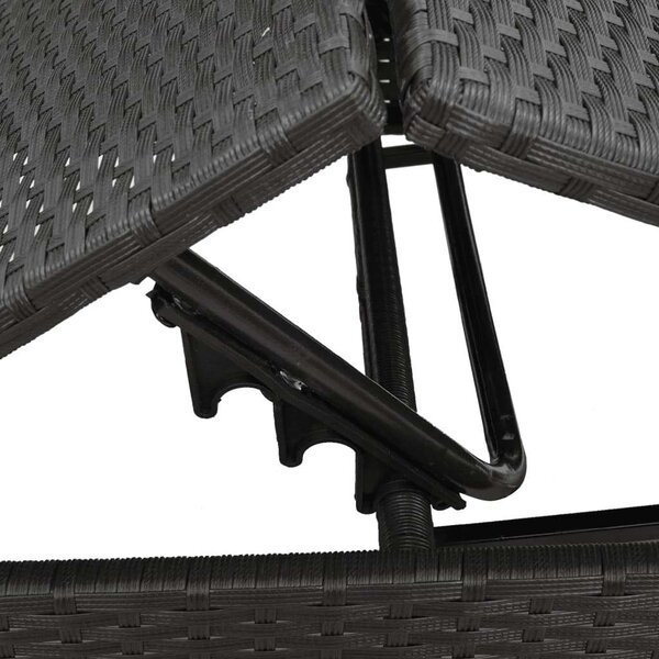 VidaXL Napozóágy - Polyrattan - Fekete - 200cm