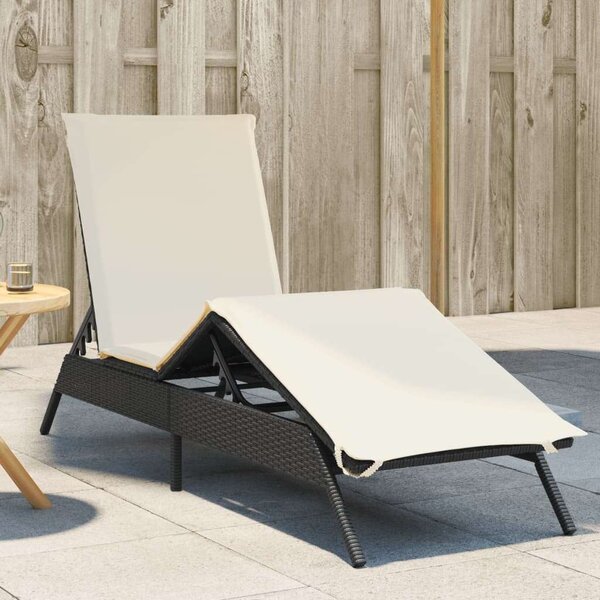 VidaXL Napozóágy - Polyrattan - Fekete - 200cm