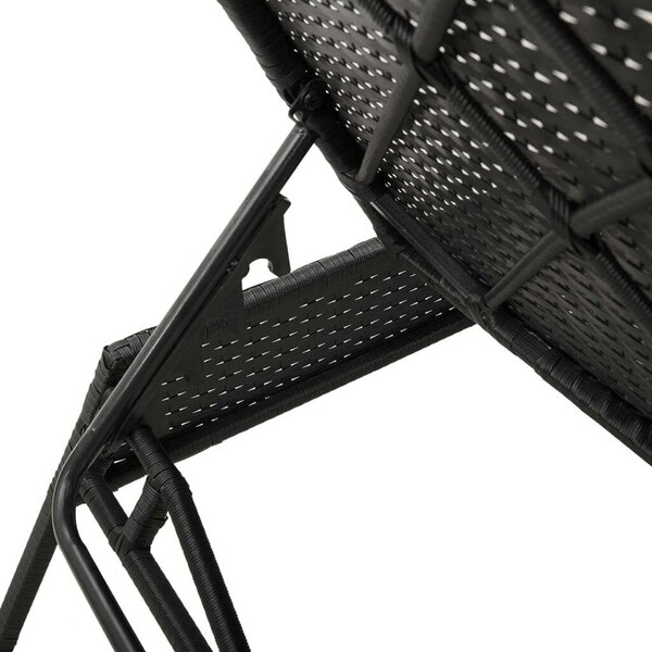 VidaXL Napozóágy - Polyrattan - Fekete - 200cm