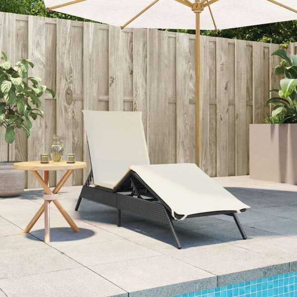 VidaXL Napozóágy - Polyrattan - Fekete - 200cm