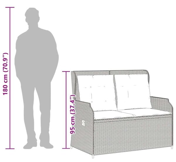 VidaXL 3 részes fekete polyrattan kerti ülőgarnitúra párnákkal