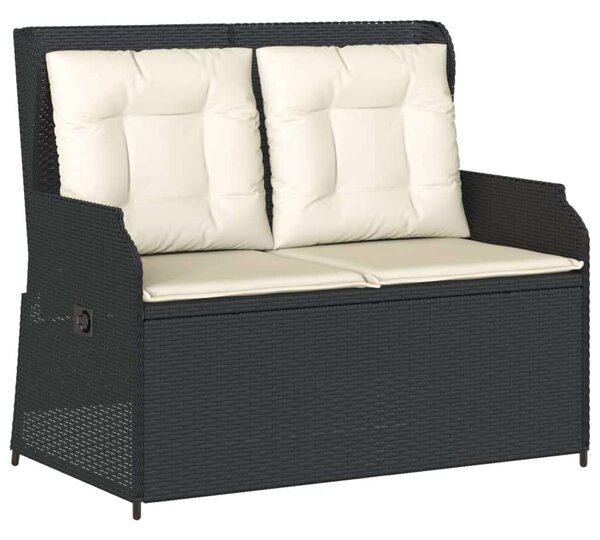 VidaXL 3 részes fekete polyrattan kerti ülőgarnitúra párnákkal