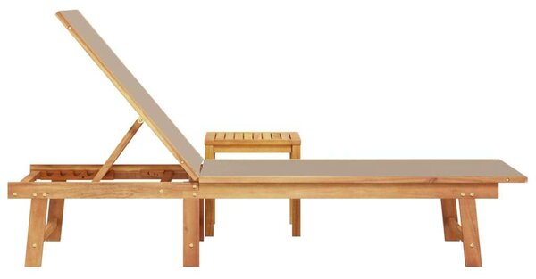 VidaXL Akácfa Napozóágy Szett - Bézs Textilén - 200x170cm