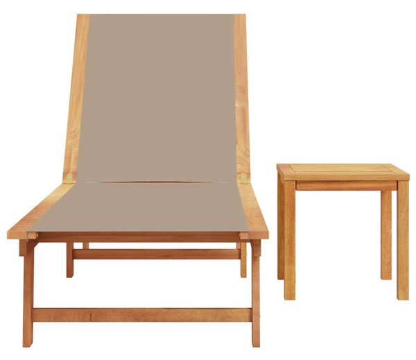 VidaXL Akácfa Napozóágy Szett - Bézs Textilén - 200x170cm