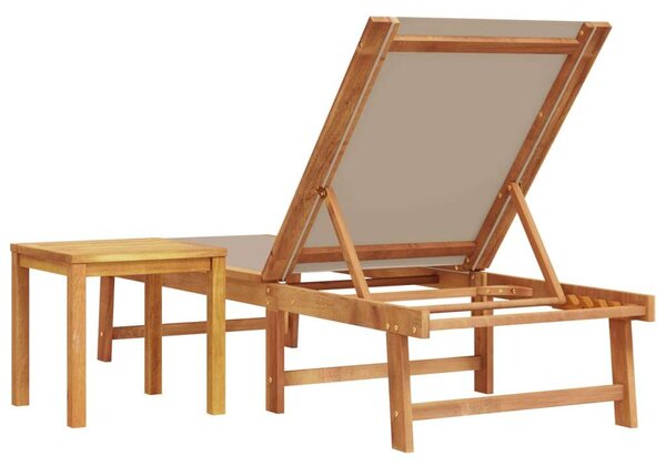 VidaXL Akácfa Napozóágy Szett - Bézs Textilén - 200x170cm