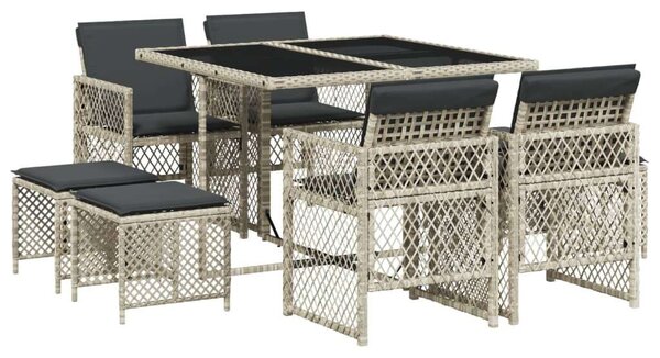 VidaXL Polyrattan Kerti Étkezőgarnitúra - 9 részes