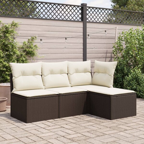 Barna polyrattan kerti szék párnával 55 x 55 x 37 cm