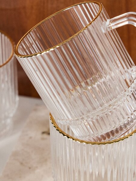 Sinsay - Üveg bögreszett bordázott felülettel és aranyozott peremmel 4 pack - clear
