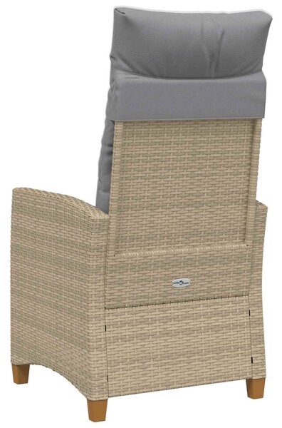 VidaXL Dönthető szék tea tállal párnával 62 x 64 x 112 cm polirattan