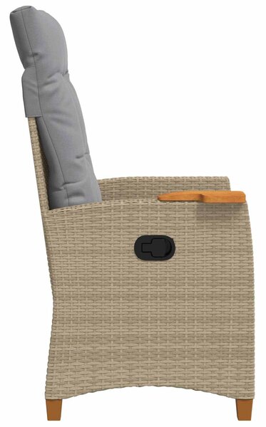 VidaXL Dönthető szék tea tállal párnával 62 x 64 x 112 cm polirattan