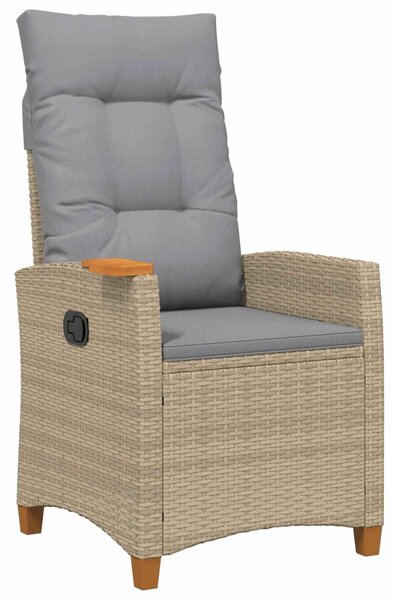 VidaXL Dönthető szék tea tállal párnával 62 x 64 x 112 cm polirattan