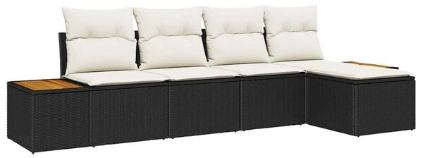 Kerti Kanapé Szett 5 pcs Fekete és krémszínű 184 x 62 x 85 cm