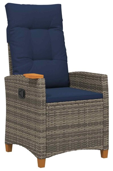 VidaXL Dönthető szék tea tállal párnával 62 x 64 x 112 cm polirattan