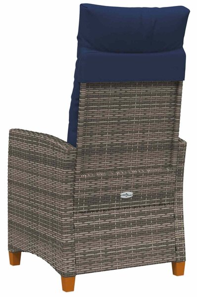 VidaXL Dönthető szék tea tállal párnával 62 x 64 x 112 cm polirattan