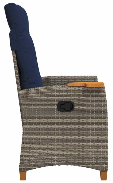 VidaXL Dönthető szék tea tállal párnával 62 x 64 x 112 cm polirattan