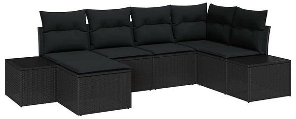 Kerti Kanapé Szett 6 pcs Fekete 264 x 154 x 85 cm Poli rattan