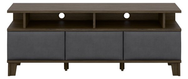 TV-állvány Evarveru 101, Laminált forgácslap, Kárpit, 61x165x43cm, Sötét tölgy, Antracit, Fekete