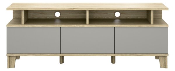 TV-állvány Evarveru 101, Laminált forgácslap, 61x165x43cm, Szürke, Tölgy