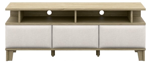 TV-állvány Evarveru 101, Laminált forgácslap, Kárpit, 61x165x43cm, Kasmír, Rózsaszín, Tölgy