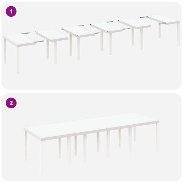 Kert étkező szett 13 pcs Fehér Poli rattan