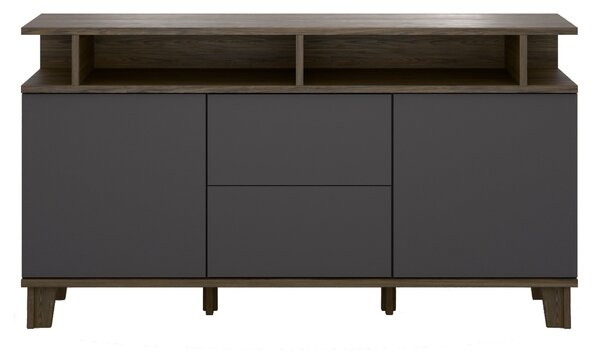 Komód Evarveru 105, Laminált forgácslap, 90x165x42cm, Antracit, Sötét tölgy
