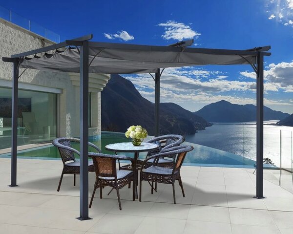 Terasz pergola 3x4m + szürke ponyva