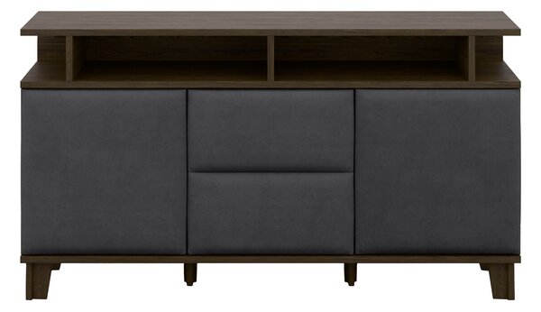 Komód Evarveru 105, Laminált forgácslap, Kárpit, 90x165x42cm, Sötét tölgy, Antracit, Fekete