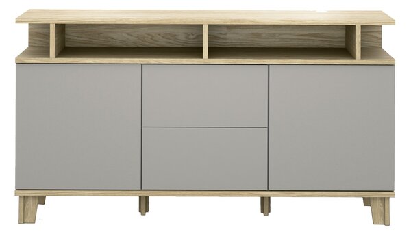 Komód Evarveru 105, Laminált forgácslap, 90x165x42cm, Szürke, Tölgy