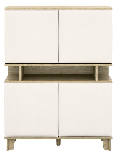 Könyvespolc Evarveru 106, Ajtókkal, Zárt, Laminált forgácslap, Kárpit, 147x110x43cm, Tölgy, Kasmír, Rózsaszín