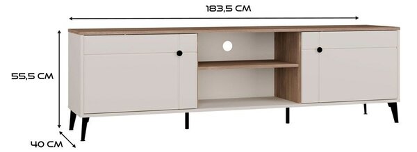 RTV Szekrény Point 2D Beige/Kasztan Modern Design