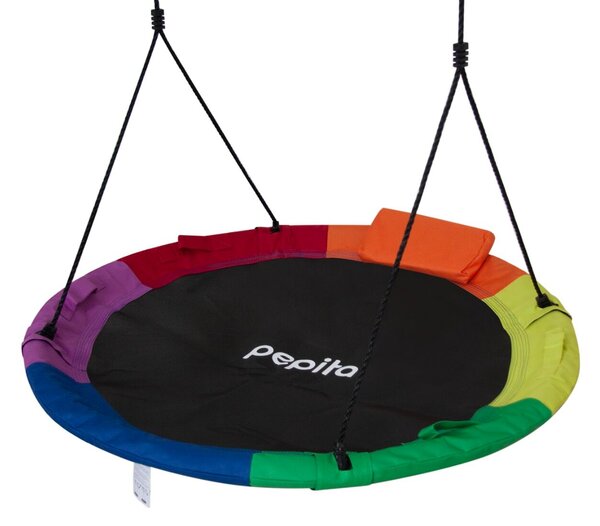 Pepita acélvázas Fészekhinta 125cm párnával - szivárvány